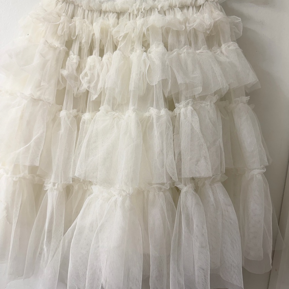Elegant Cream Tulle A-Line Skirt